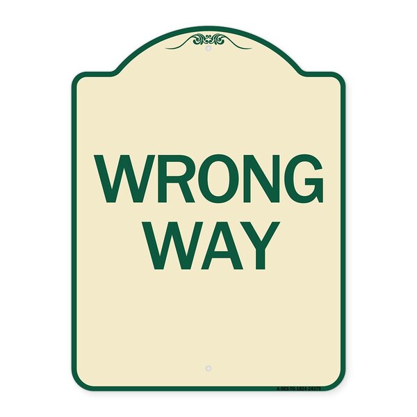 Signmission Designer Series Sign-Wrong Way, Tan & Green Heavy-Gauge Aluminum Sign, 24" x 18", TG-1824-24375 A-DES-TG-1824-24375 - main